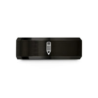 engraved tungsten wedding band – black tungsten pencil wedding band