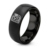 BLACK GREY Band Tungsten Ring for Women – black tungsten multimeter ring