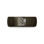 engraved tungsten ring her – gunmetal & black tungsten multimeter wedding band