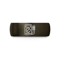 engraved tungsten ring her – gunmetal & black tungsten multimeter wedding band