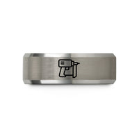 couples tungsten carbide ring – black & gray tungsten nail gun wedding band