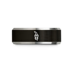 engraved tungsten ring him – black & gray tungsten bottle pourer wedding band