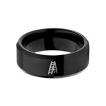 engraved rings for couples – black tungsten extension ladder wedding band