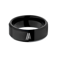 engraved rings for couples – black tungsten extension ladder wedding band