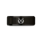 men's tungsten wedding band – black tungsten crossed darts laurel wedding band