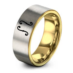 tungsten rings with engraving – gold & grey tungsten string icon ring