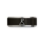 comfortable wedding rings – black & grey tungsten summit flag wedding band