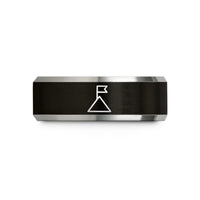 comfortable wedding rings – black & grey tungsten summit flag wedding band