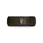 step bevel edge ring – gunmetal & black tungsten hex bolt wedding band