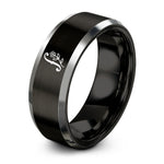 men's tungsten wedding bands – black & grey tungsten f hole vine ring