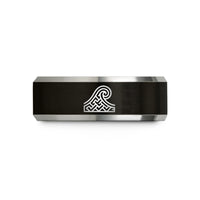 engraved tungsten rings him – black & grey tungsten norse wave pattern wedding band