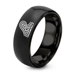 BLACK GREY Tungsten Rings for Men – black tungsten norse wave pattern ring