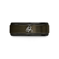 engraved tungsten ring men – gunmetal & black tungsten soldier salute wedding band