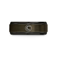 black men’s wedding ring – gunmetal & black tungsten alligator curve wedding band