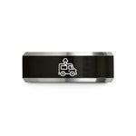 engraved tungsten rings him – black & silver tungsten ice cream truck wedding band