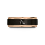 tungsten wedding band him – black & rose gold tungsten goat nuzzle wedding band