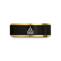 her black tungsten ring – black & gold tungsten wedding chapel heart wedding band