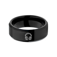 men's wedding bands – black tungsten folded headphones wedding band