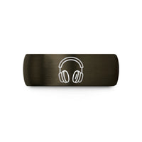 men's wedding bands – gunmetal & black tungsten folded headphones wedding band