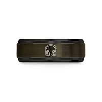 men's wedding bands – gunmetal & black tungsten folded headphones wedding band