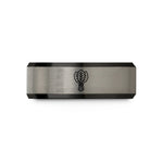 engraved tungsten ring him – black & grey tungsten leafy greens bunch wedding band