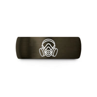 men's black wedding band – gunmetal & black tungsten respirator wedding band