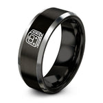 tungsten carbide rings him – black & silver tungsten subway train ring