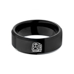 men's durable tungsten ring – black tungsten subway train wedding band