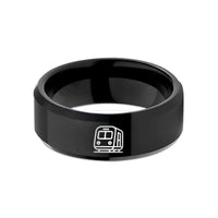 men's durable tungsten ring – black tungsten subway train wedding band