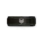 men's black tungsten – black & rose gold tungsten chevron badge wedding band