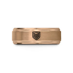 men's black tungsten – rose gold tungsten chevron badge wedding band