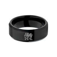 tungsten carbide men's ring – black tungsten manticore wedding band