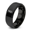 The Hanged Man – Tungsten Wedding Band, 8 mm, Black Comfort-Fit Unisex