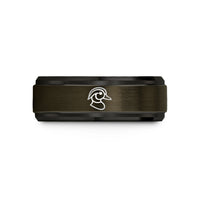 tungsten band for him – gunmetal & black tungsten wood duck wedding band