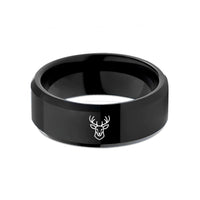 black wedding band men – black tungsten deer buck wedding band