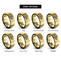 font options for inside engraving on black & gold black widow spider rings