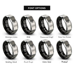 font options for inside engraving on black & silver black widow spider rings