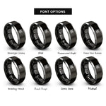 font options for inside engraving on black & silver black widow spider rings