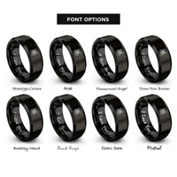 font options for inside engraving on black black widow spider rings