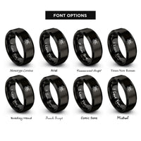 font options for inside engraving on black black widow spider rings