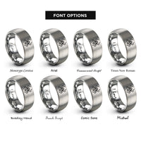 font options for inside engraving on grey black widow spider rings