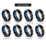 font options for inside engraving on black & blue & gray blackbeard heart rings
