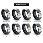 font options for inside engraving on black & blue & silver blackbeard heart rings