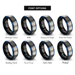 font options for inside engraving on black & blue & silver bladed jig rings
