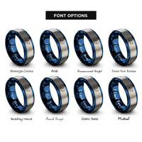 font options for inside engraving on blue & silver bladed jig rings