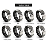 font options for inside engraving on black & grey blaze mark rings