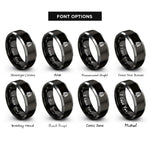 font options for inside engraving on black & grey blaze mark rings