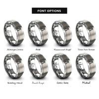 font options for inside engraving on gray blindfold scales rings