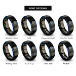 font options for inside engraving on gunmetal & blue bloch sphere rings