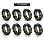 font options for inside engraving on gunmetal & blue bloch sphere rings